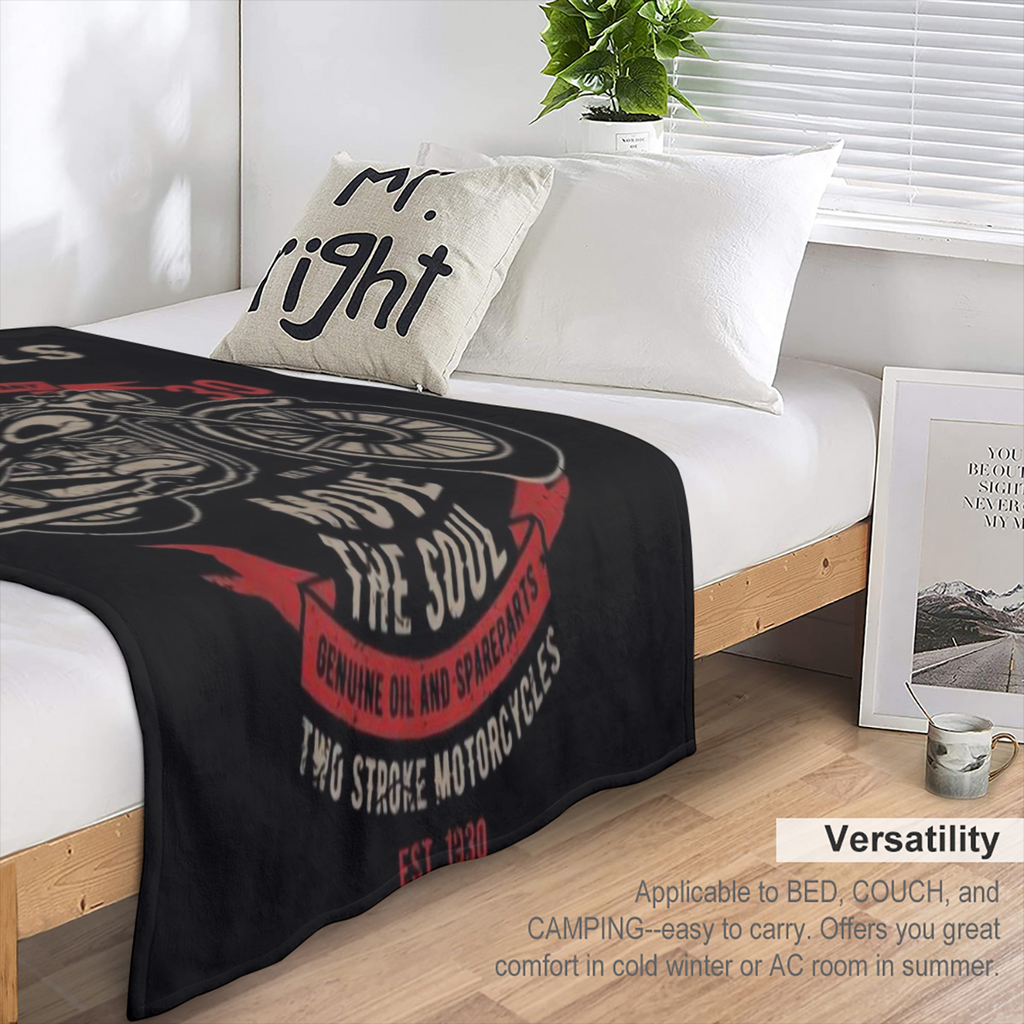 1pc Vintage Motorcycle Flannel Throw Blanket - Glam Style, Red, Polyester, Non- Woven, All- Season, Anime- Inspired with Inspiring Quote, Multi- Use for Nap & Throw, Ideal Birthday Gift