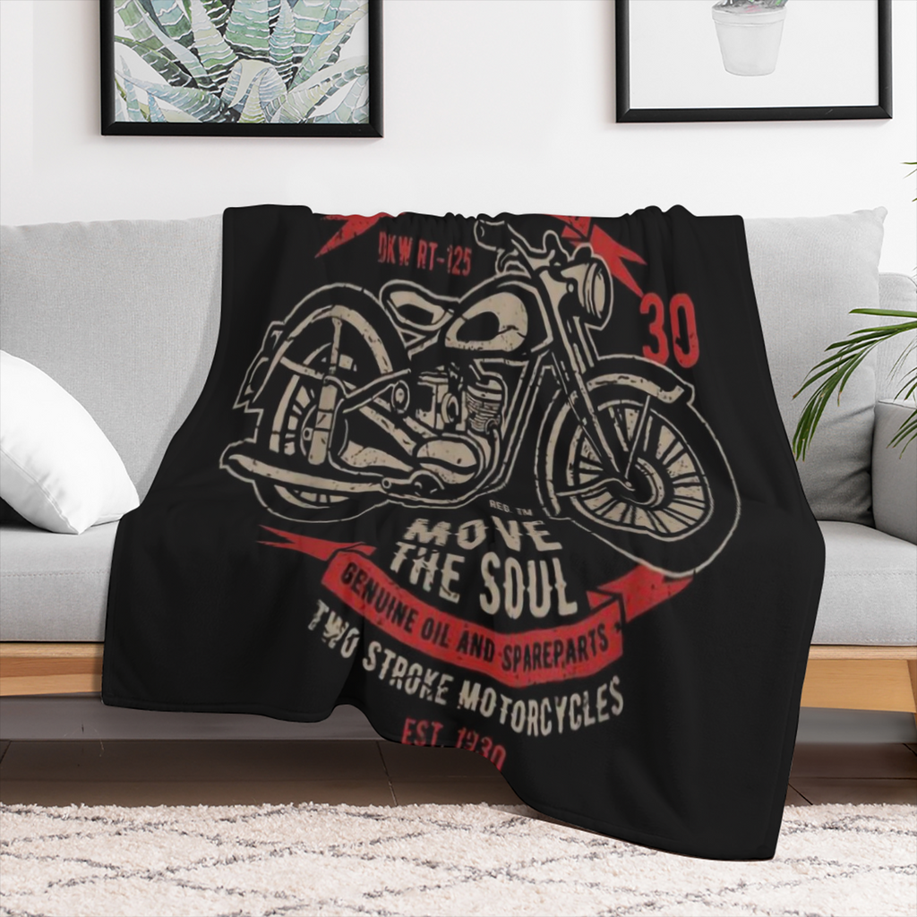 1pc Vintage Motorcycle Flannel Throw Blanket - Glam Style, Red, Polyester, Non- Woven, All- Season, Anime- Inspired with Inspiring Quote, Multi- Use for Nap & Throw, Ideal Birthday Gift