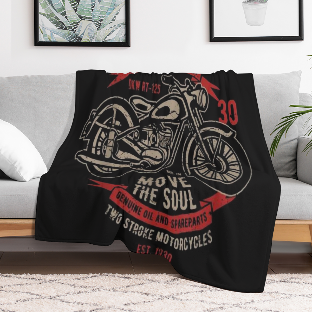 1pc Vintage Motorcycle Flannel Throw Blanket - Glam Style, Red, Polyester, Non- Woven, All- Season, Anime- Inspired with Inspiring Quote, Multi- Use for Nap & Throw, Ideal Birthday Gift