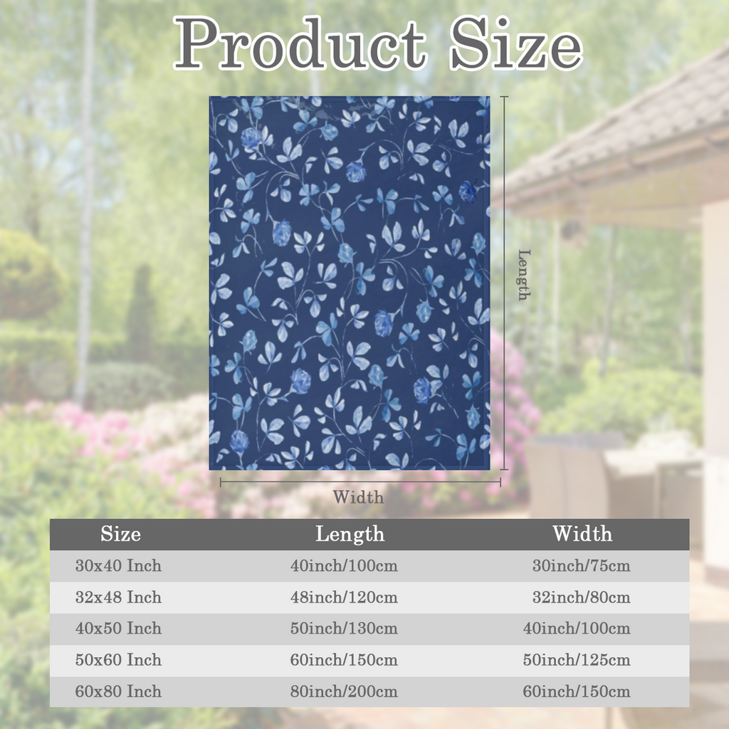 Blue Throw Blanket, Navy Blue Floral Flowers Throw Blanket, Decorative Soft Cozy Flannel Blanket for Home Bed Sofa Couch Chair