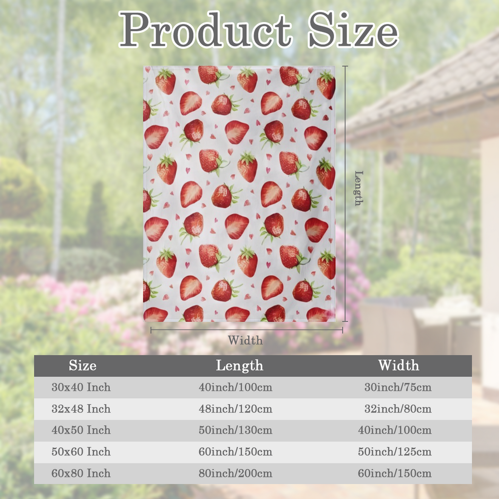 Pink Strawberry Fleece Blanket with Vibrant Red Berries and Green Leaves Pattern - Soft, Lightweight, and Cozy, Perfect for Sofa, Bed, Travel, Camping, Valentine's Day, Mother's Day, Father's Day Gift