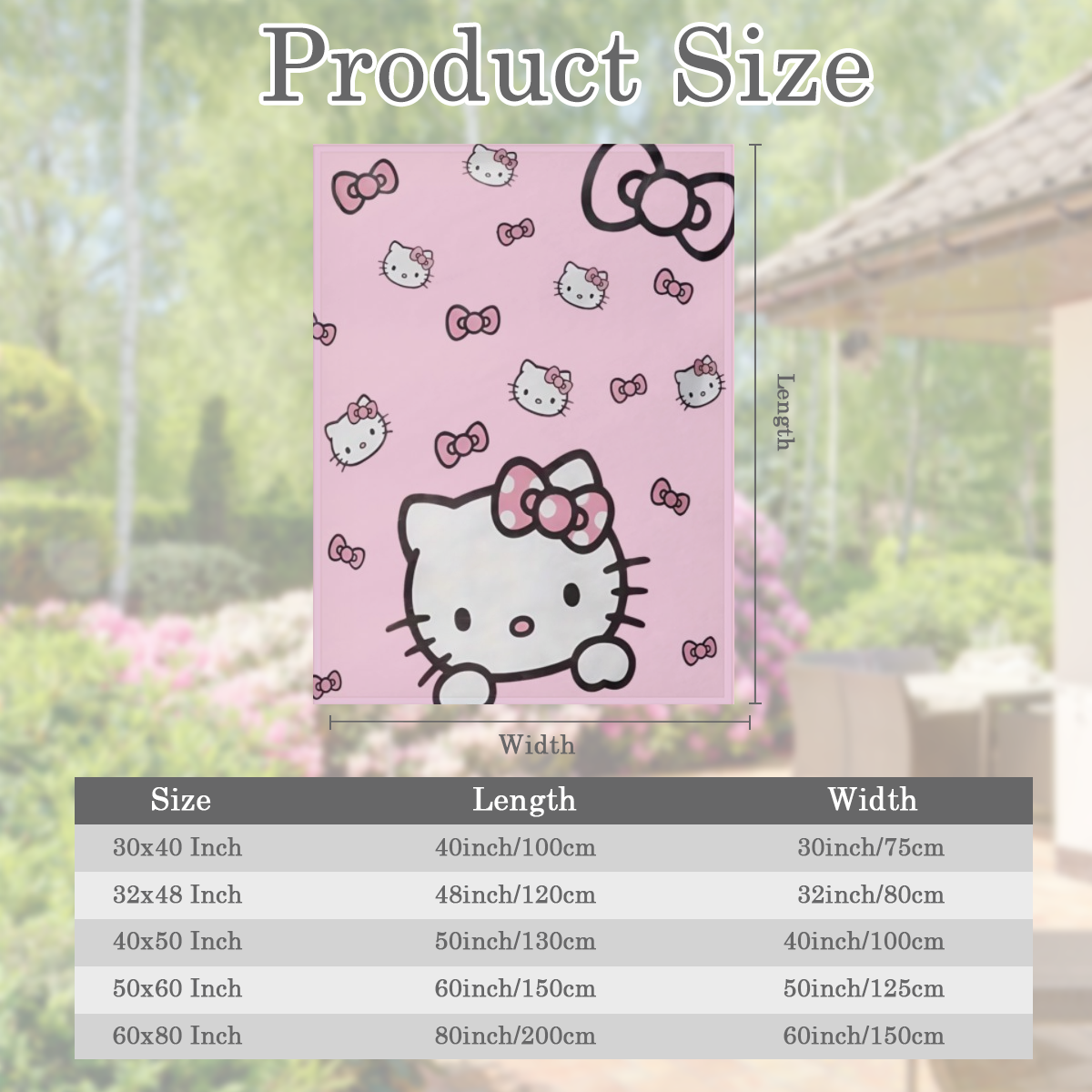 For Hello Kitty Cozy Throw Blanket Soft Polyester, AllSeason Boho Chic Cartoon Design, Perfect for Office Naps Home Decor, 253gsm, Ideal Gift for Cat Lovers