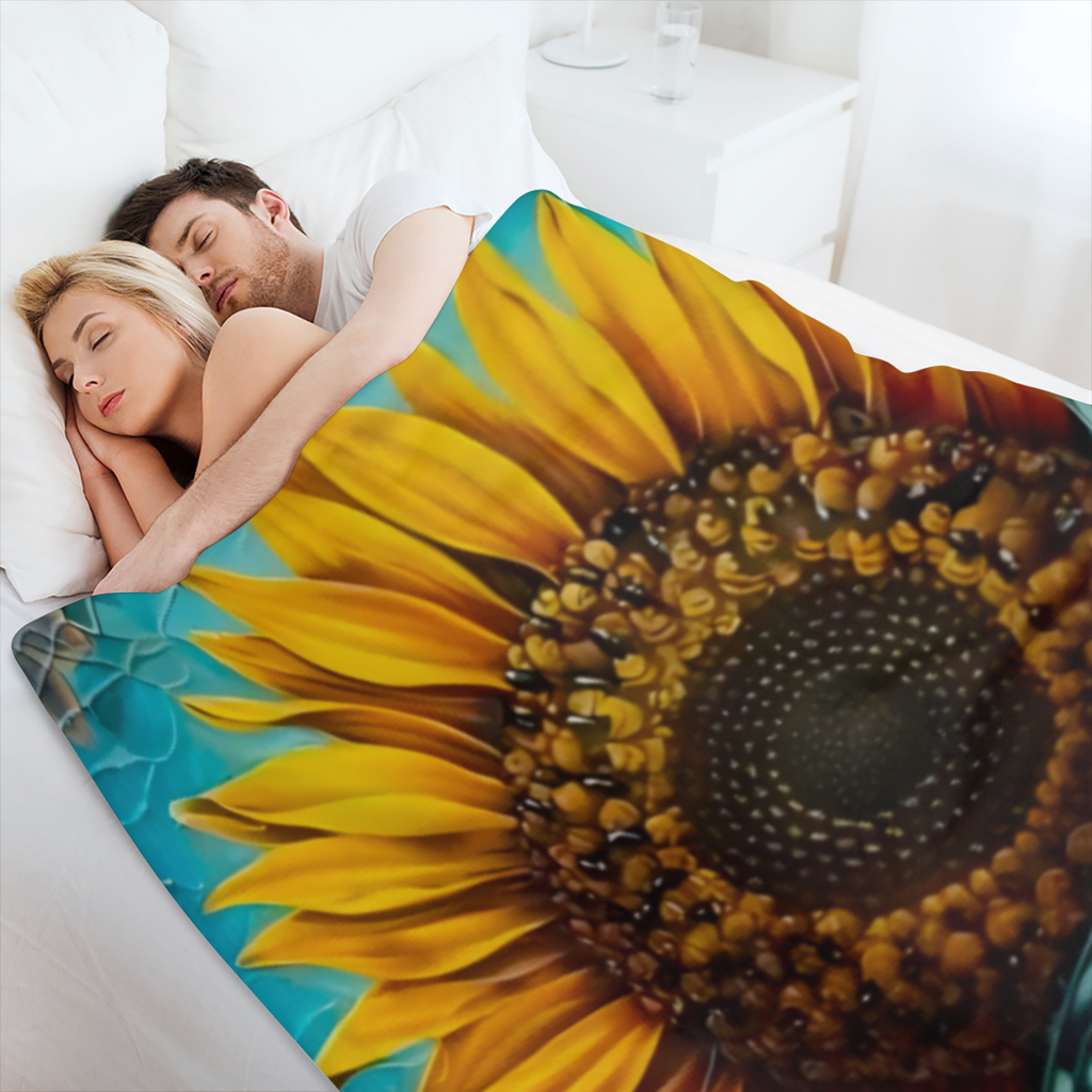 1pc Sunflower Butterfly Flower Printed Blanket, Contemporary Style, Outdoor Blanket, Travel Camping Blanket, Soft And Comfortable Blanket, Travel Sofa Bed, Office Home Decor, Birthday Gift Blanket, Av