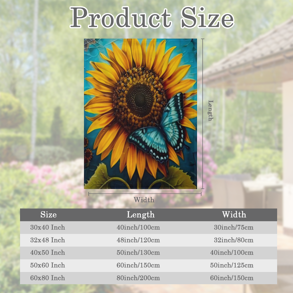 1pc Sunflower Butterfly Flower Printed Blanket, Contemporary Style, Outdoor Blanket, Travel Camping Blanket, Soft And Comfortable Blanket, Travel Sofa Bed, Office Home Decor, Birthday Gift Blanket, Av