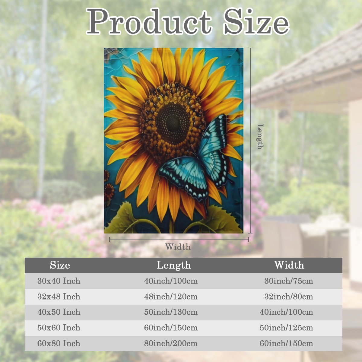 1pc Sunflower Butterfly Flower Printed Blanket, Contemporary Style, Outdoor Blanket, Travel Camping Blanket, Soft And Comfortable Blanket, Travel Sofa Bed, Office Home Decor, Birthday Gift Blanket, Av