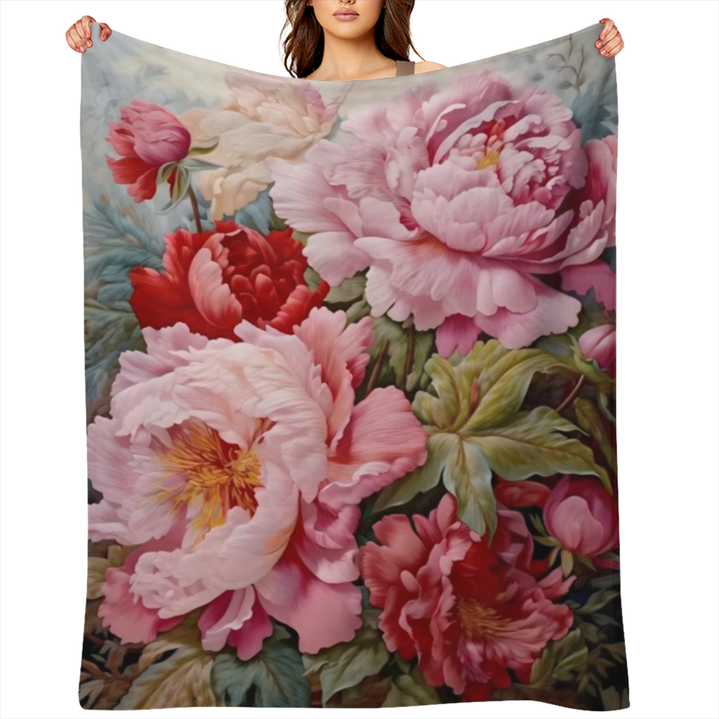 Gorgeous Style Floral Blanket - All-Season Anti-Stain Polyester Knitted Bedding with Floral Patterns - Multi-Purpose Soft and Comfortable Sofa Decorative Cover with Unique Decorative Features