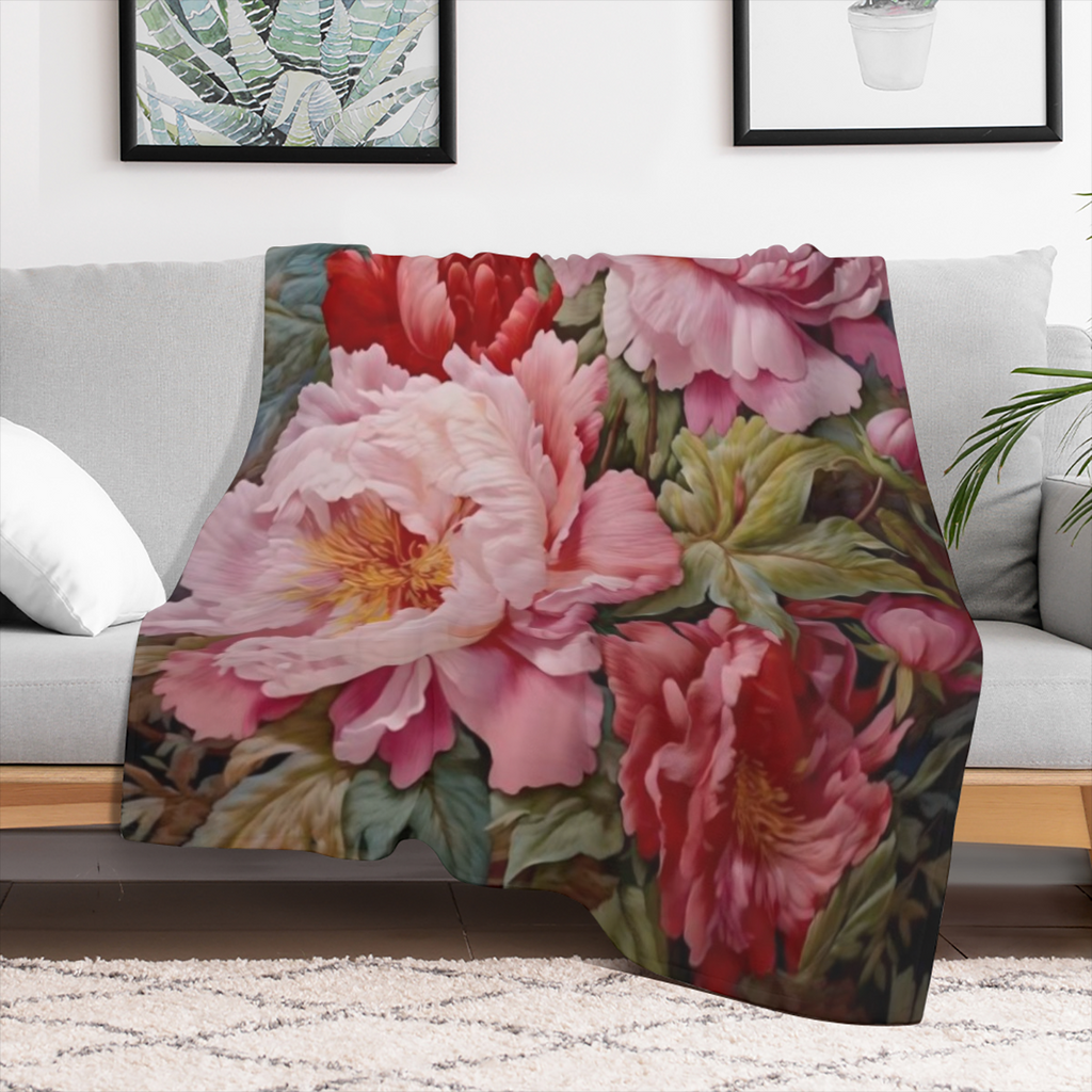 Gorgeous Style Floral Blanket - All-Season Anti-Stain Polyester Knitted Bedding with Floral Patterns - Multi-Purpose Soft and Comfortable Sofa Decorative Cover with Unique Decorative Features