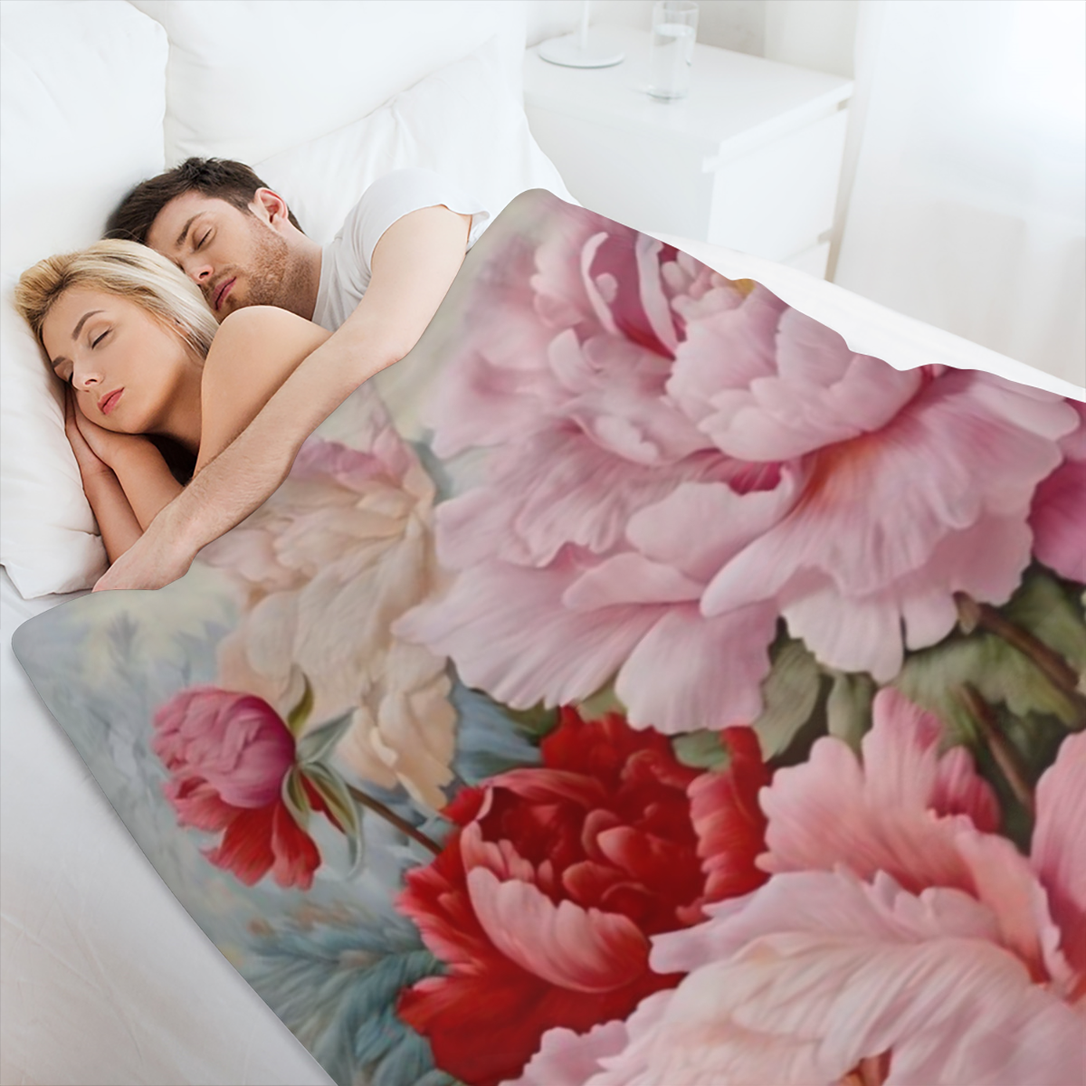 Gorgeous Style Floral Blanket - All-Season Anti-Stain Polyester Knitted Bedding with Floral Patterns - Multi-Purpose Soft and Comfortable Sofa Decorative Cover with Unique Decorative Features