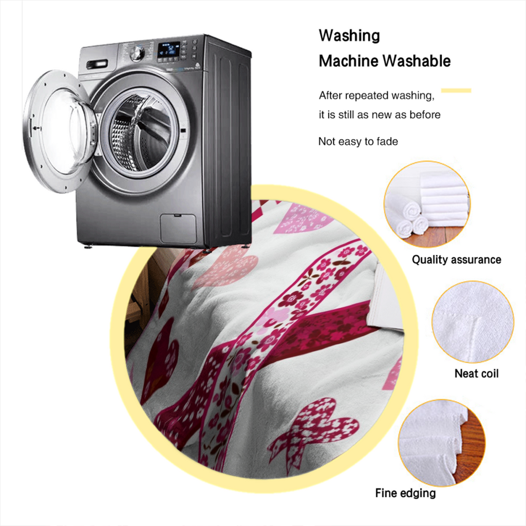 A Blanket Themed with a Pink Ribbon for Breast Cancer Awareness - Cozy, Warm, And Adaptable for Use on Sofas, in Offices, on Beds, During Camping, And While Traveling Throughout The Year. It Offers Ho