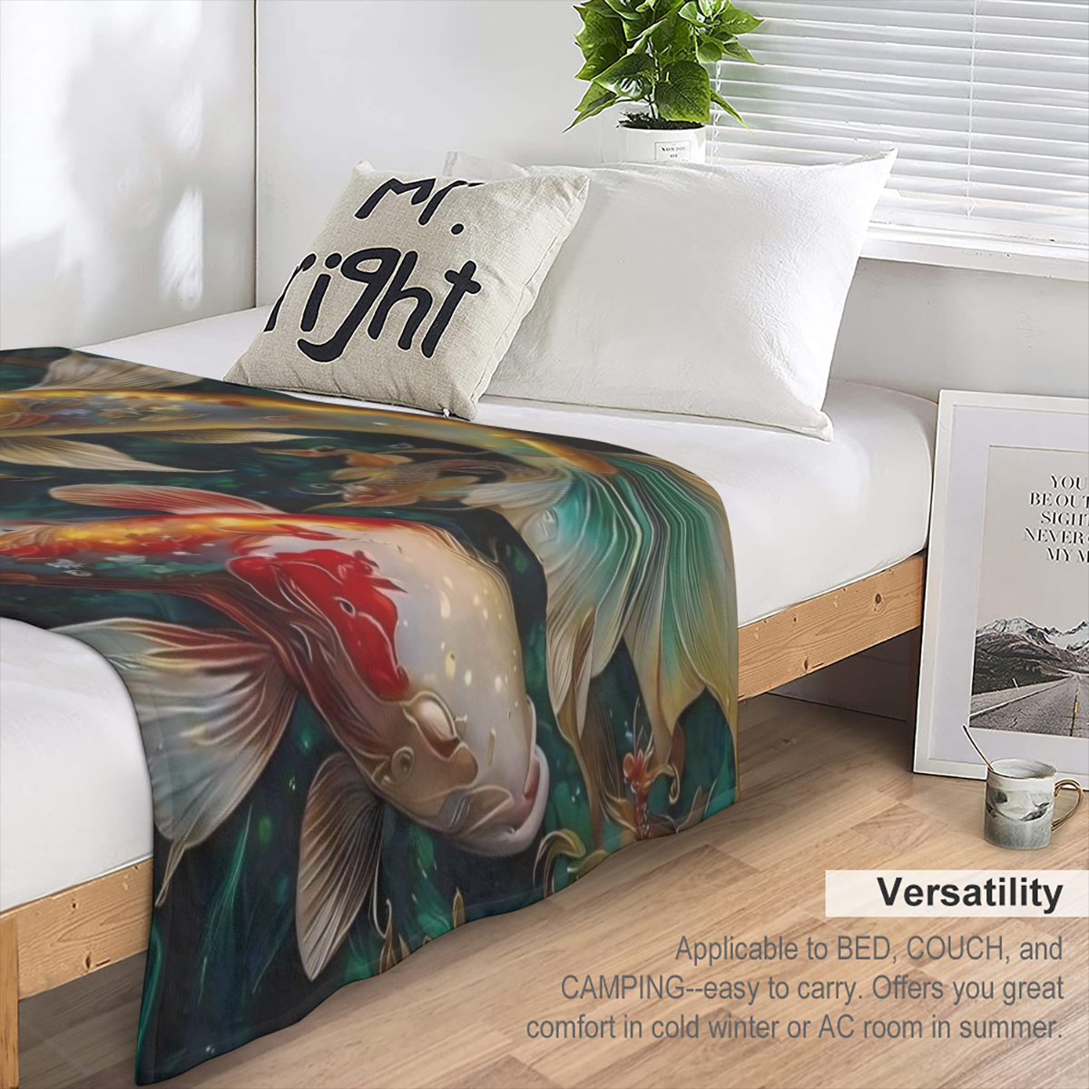 1 piece of Chinese koi soft blanket sofa comfortable and warm office and travel a must- have for family travel the best choice for sending friends