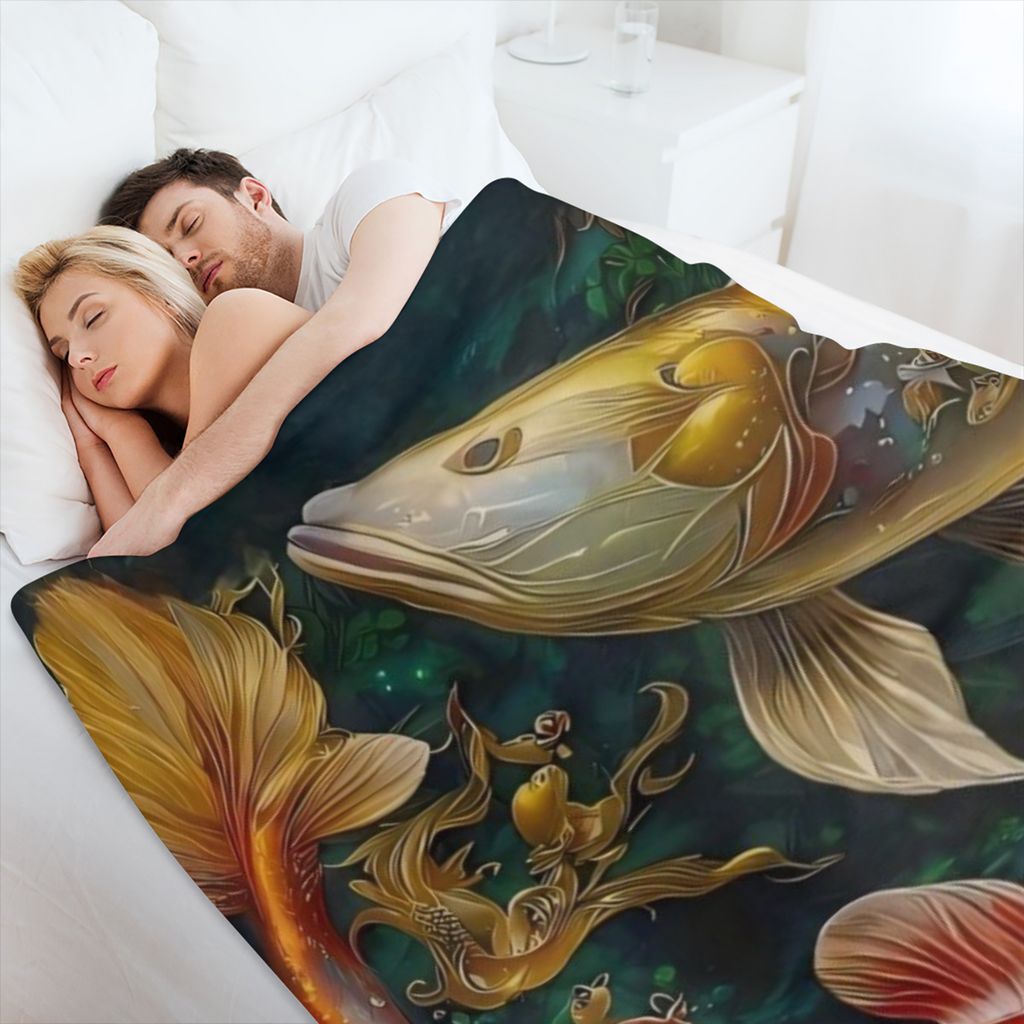1 piece of Chinese koi soft blanket sofa comfortable and warm office and travel a must- have for family travel the best choice for sending friends