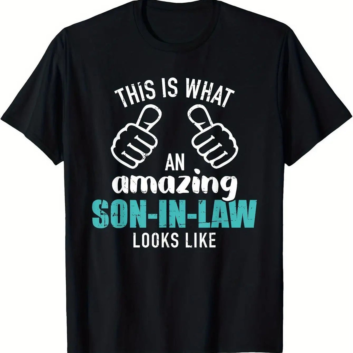 1pc Funny Son-in-Law T-Shirt | Bold "This Is What an Awesome Son-in-Law Looks Like" Print, 180g Heavy, Machine Washable, Casual Wear, Durable, Crew Neck, All-season, Regular Fit, Black Sizes S-XXXL