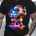 T-shirt Homme Graphique Père Noël Néon | Design Amusant et Vibrant avec Effets Néon Colorés, Manches Courtes, Col Rond, Coupe Confortable et Élégante, Parfait pour les Fêtes de Fin d'Année, les Soirées, les Événements en Plein Air au Canada