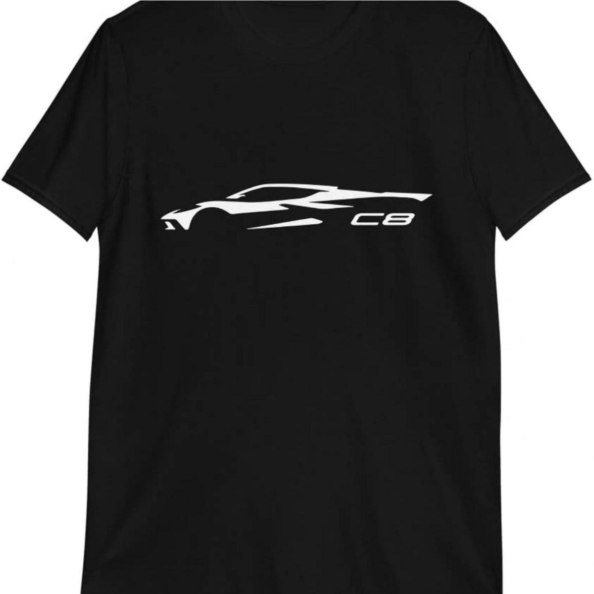 Men'S Crew Neck T-Shirt, Featuring a Casual Design with an Animal Motif, Made from Knitted Material, Slim Fit, Adorned with a Vette C8 Outline Pattern, Appropriate for Any Season, Available in Various Sizes.