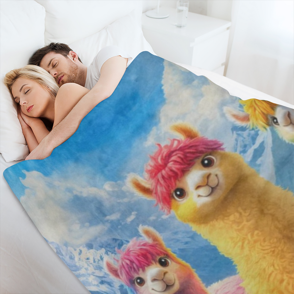 Cute Colorful Llama Blanket Soft Cozy Flannel Throw Blanket for Men Women Adults Kids Warm Yet Lightweight Blankets for Travel, Bed, Couch, Fuzzy Outdoor Comfort Wrap