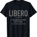Men's Vintage Volleyball Libero T-Shirt - Ibero Definition & libero Number 6 Graphic, Black Cotton Short Sleeve Tee for Beach Players, Casual Sportswear, Machine Washable, Volleyball Accessories (Official-Like Design)