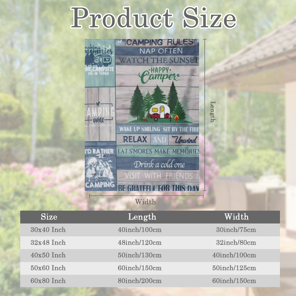 Comfortable Soft Flannel camping blanket - perfect for RV, travel and all seasons - allergy- resistant, lightweight throwing blanket for women, girls and adults, RV gifts, bedding, campers