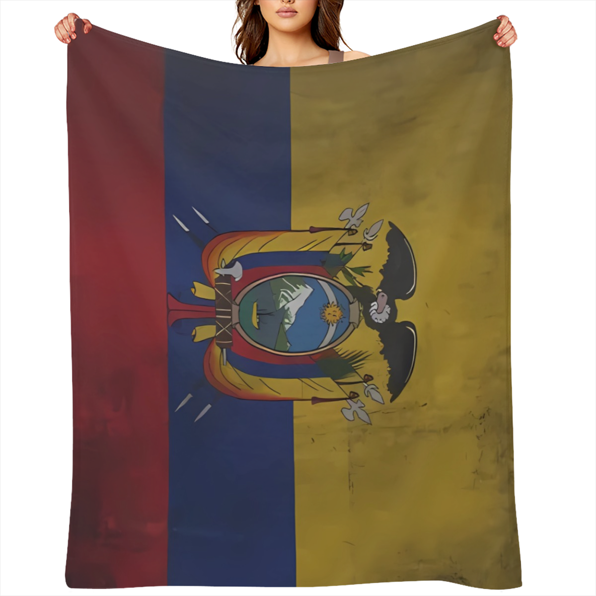 Comfortable and Cozy Ecuador Vintage Flag Flannel Blanket Soft and Comfortable All Season Blanket for Sofa Couch and Living Room, 280gsm 100 Polyester,