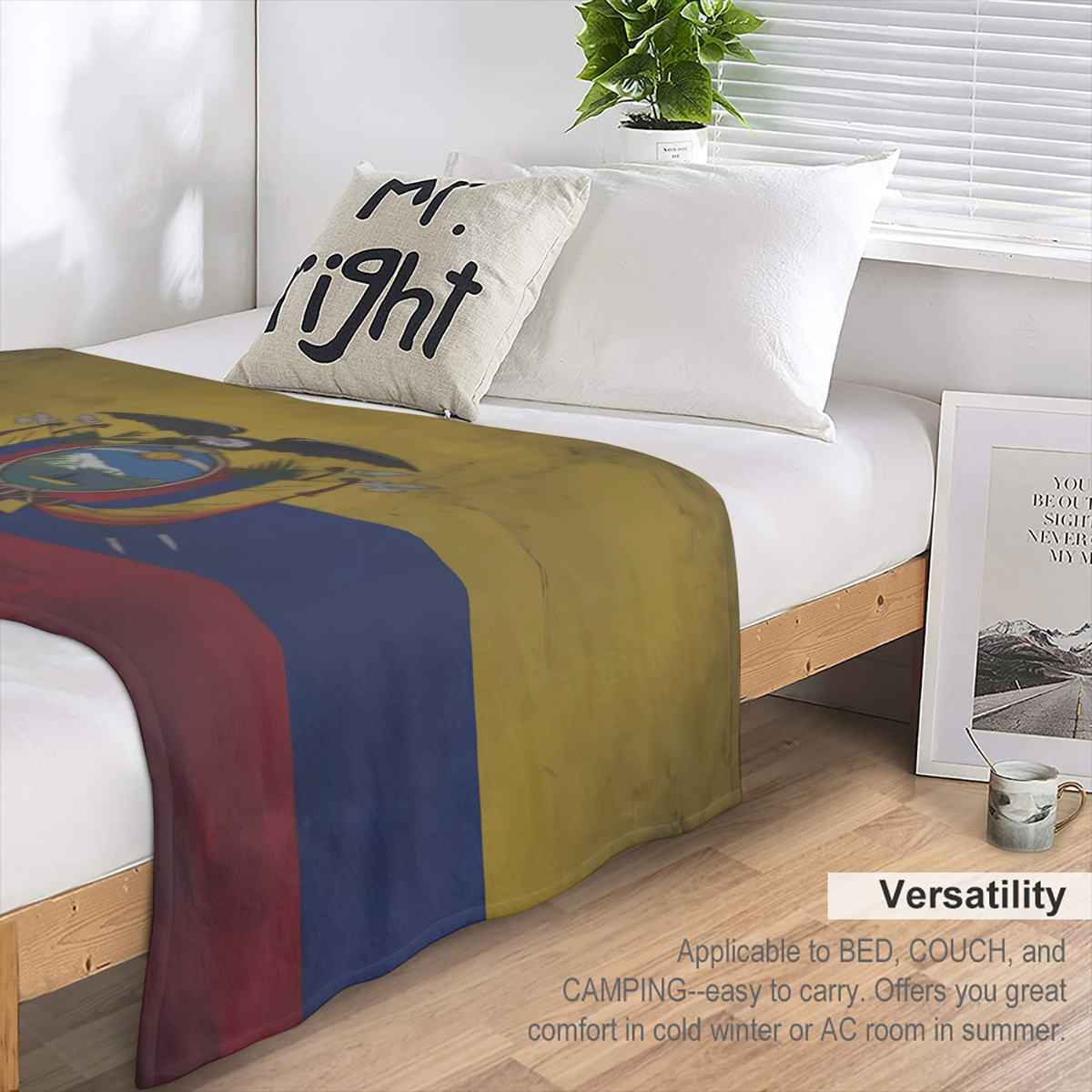 Comfortable and Cozy Ecuador Vintage Flag Flannel Blanket Soft and Comfortable All Season Blanket for Sofa Couch and Living Room, 280gsm 100 Polyester,