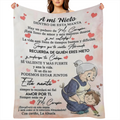 Una Manta Moderna con Patr¨®n de Letras Espa?olas para Nietos - Franela Hipoalerg¨¦nica, Impresa Digitalmente, Lavable a M¨¢quina, C¨®moda y Multifuncional para Todas las Estaciones, Decoraci¨®n para