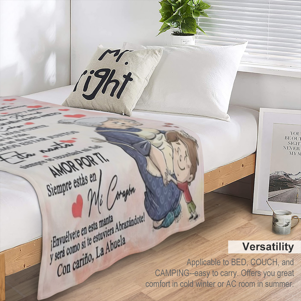 Una Manta Moderna con Patr¨®n de Letras Espa?olas para Nietos - Franela Hipoalerg¨¦nica, Impresa Digitalmente, Lavable a M¨¢quina, C¨®moda y Multifuncional para Todas las Estaciones, Decoraci¨®n para