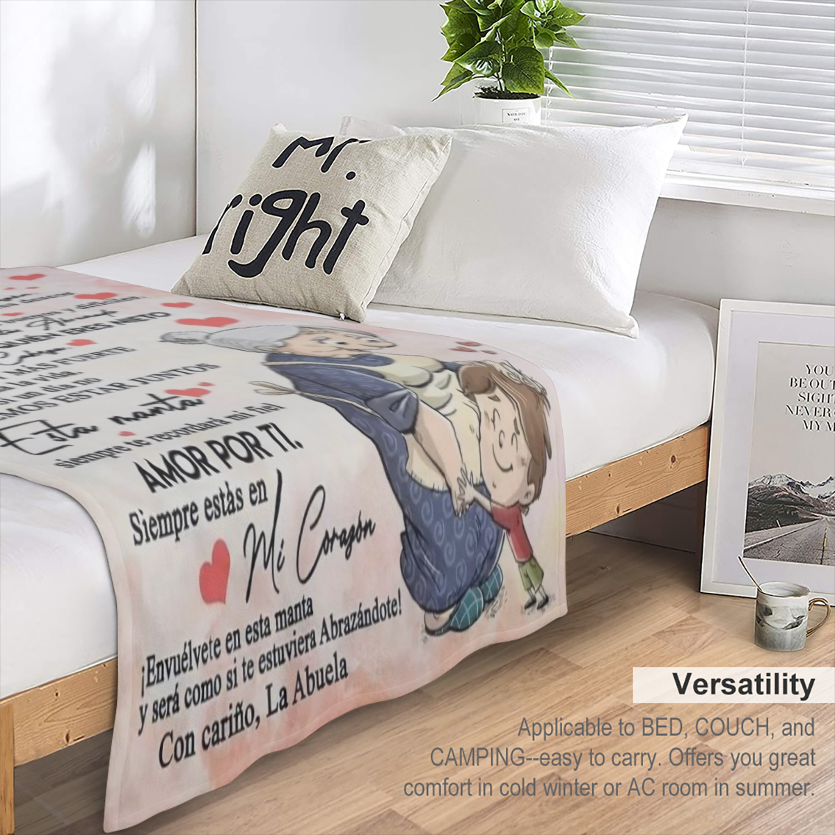 Una Manta Moderna con Patr¨®n de Letras Espa?olas para Nietos - Franela Hipoalerg¨¦nica, Impresa Digitalmente, Lavable a M¨¢quina, C¨®moda y Multifuncional para Todas las Estaciones, Decoraci¨®n para