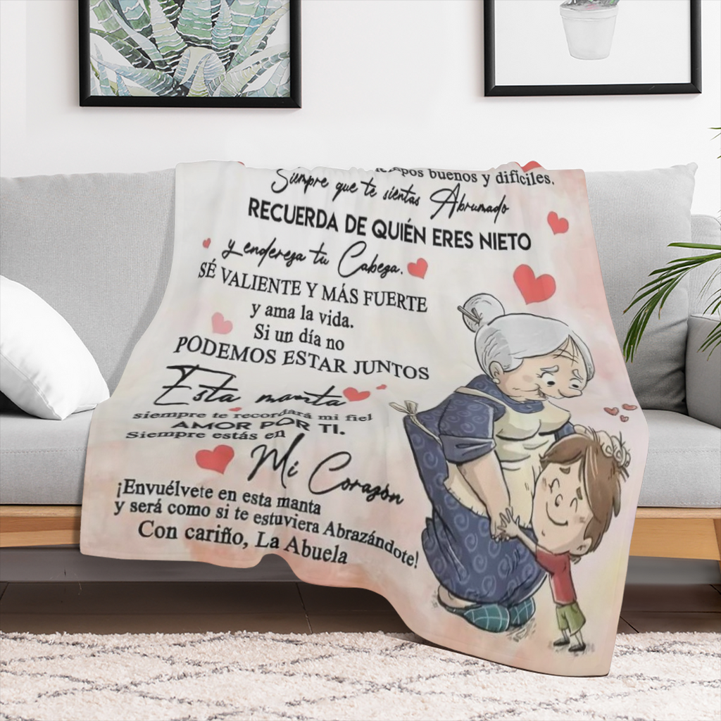 Una Manta Moderna con Patr¨®n de Letras Espa?olas para Nietos - Franela Hipoalerg¨¦nica, Impresa Digitalmente, Lavable a M¨¢quina, C¨®moda y Multifuncional para Todas las Estaciones, Decoraci¨®n para