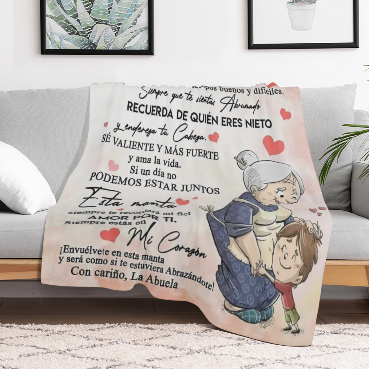 Una Manta Moderna con Patr¨®n de Letras Espa?olas para Nietos - Franela Hipoalerg¨¦nica, Impresa Digitalmente, Lavable a M¨¢quina, C¨®moda y Multifuncional para Todas las Estaciones, Decoraci¨®n para