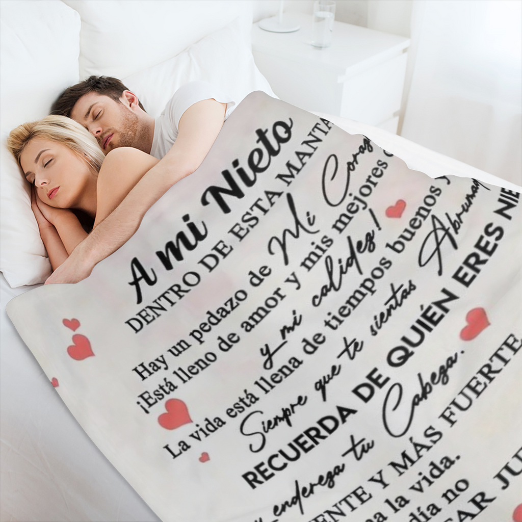 Una Manta Moderna con Patr¨®n de Letras Espa?olas para Nietos - Franela Hipoalerg¨¦nica, Impresa Digitalmente, Lavable a M¨¢quina, C¨®moda y Multifuncional para Todas las Estaciones, Decoraci¨®n para