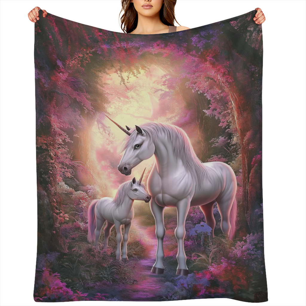 1pc Cozy Vibrant Unicorn Flannel Throw Blanket - Soft, Plush, and Warm Throw Blanket for Travel, Sofa, Bed, and Office - Perfect Birthday and Holiday Gift for Boys, Girls, and Adults