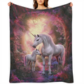 1pc Cozy Vibrant Unicorn Flannel Throw Blanket - Soft, Plush, and Warm Throw Blanket for Travel, Sofa, Bed, and Office - Perfect Birthday and Holiday Gift for Boys, Girls, and Adults