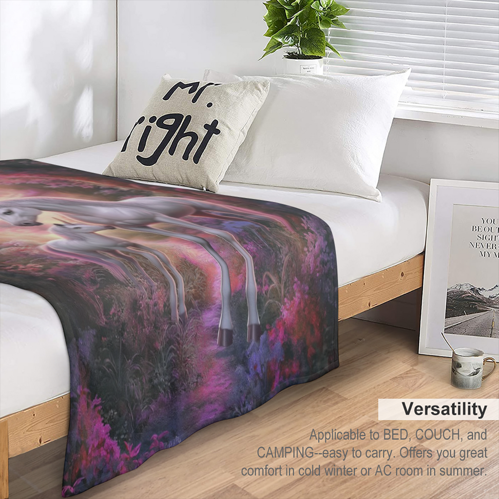 1pc Cozy Vibrant Unicorn Flannel Throw Blanket - Soft, Plush, and Warm Throw Blanket for Travel, Sofa, Bed, and Office - Perfect Birthday and Holiday Gift for Boys, Girls, and Adults