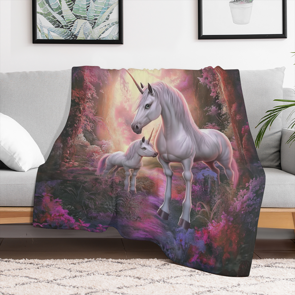 1pc Cozy Vibrant Unicorn Flannel Throw Blanket - Soft, Plush, and Warm Throw Blanket for Travel, Sofa, Bed, and Office - Perfect Birthday and Holiday Gift for Boys, Girls, and Adults