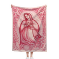 Pink Mary Floral Blanket, Cozy Pink Virgin Mary Blanket-Super Soft With Floral Pattern, Warm Flannel Prayer Christian Throw For Mom, Grandma, Birthday And Valentine'S Day