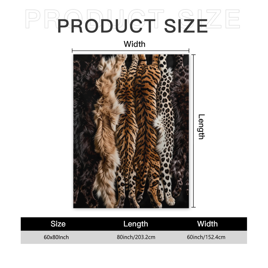 2D Flat, 1pc, Soft Cozy Blanket, Luxury Plush Faux Fur Flannel Blanket, with Realistic Leopard Cheetah Coyote Mink Animal Prints Ultra Soft Blanket All Season Comfort for Sofa Bed Camping Travel Cozy