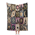 1pc Gothic Bohemian Witchy Luxury Blanket - Heavy-Duty All-Season Plush Flannel Bedspread/Throw - Soft Wiccan Pagan Altar Decor with Intricate Pentagram, Moon & Celtic Knot Designs - Brown/Purple/Blac
