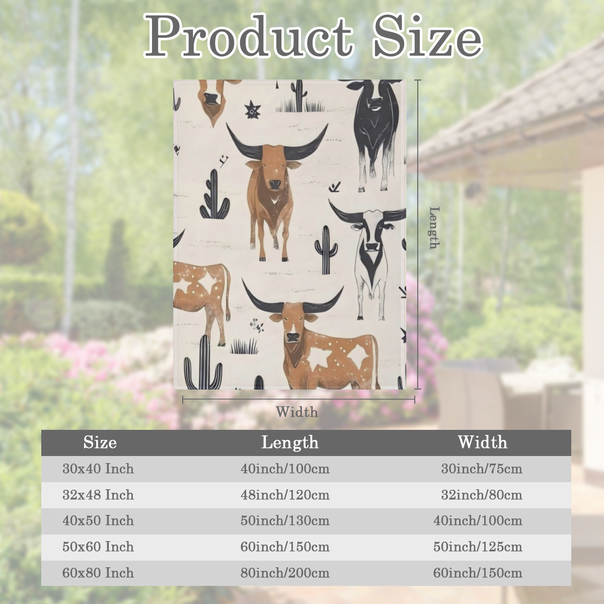 Vintage Cow-Themed Flannel Blanket with Longhorn Cattle and Cactus Design Soft and Warm All-Season Western Style Throw for Sofa or Bed Machine Washable Light Beige Cow Blanket