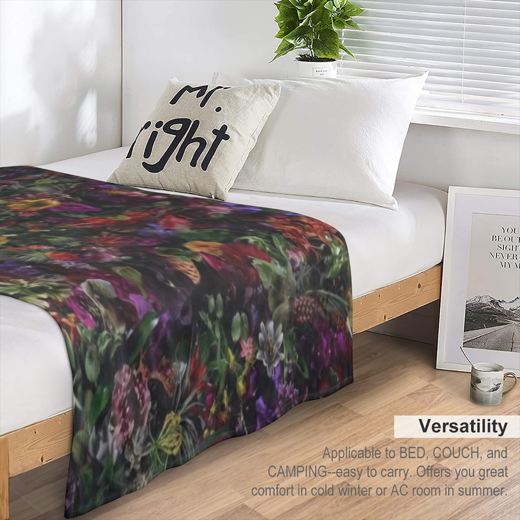Cozy vintage floral flannelette blanket - soft, warm and versatile for sofas, beds, offices, camping and travel - the perfect gift for birthdays and Christmas