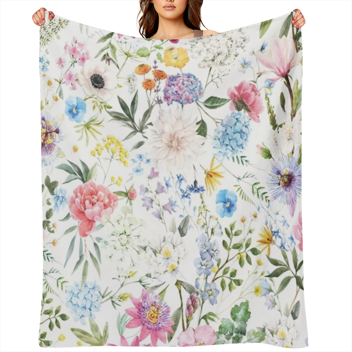 1pc Ultra- Cozy Super- Soft Floral Throw Blanket - Year- Round Comfort Companion for Sofa, Bed & Office, Perfect Home Decor & Gift for Girls & Adults