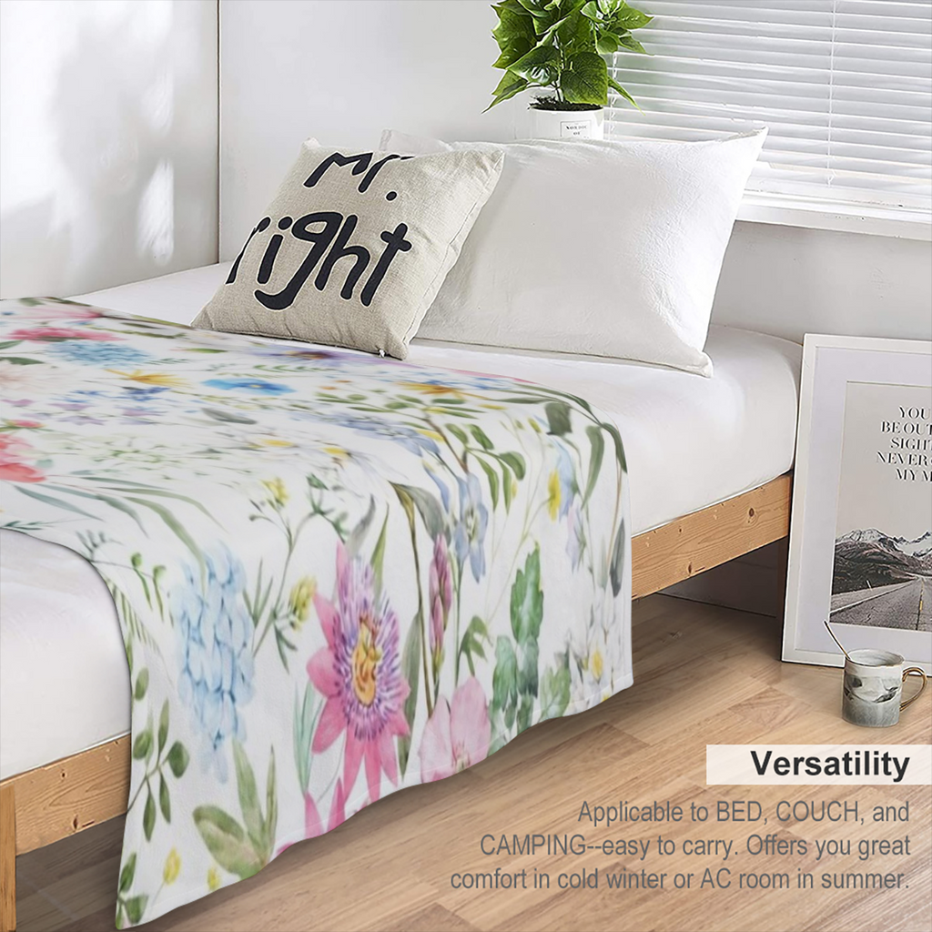 1pc Ultra- Cozy Super- Soft Floral Throw Blanket - Year- Round Comfort Companion for Sofa, Bed & Office, Perfect Home Decor & Gift for Girls & Adults