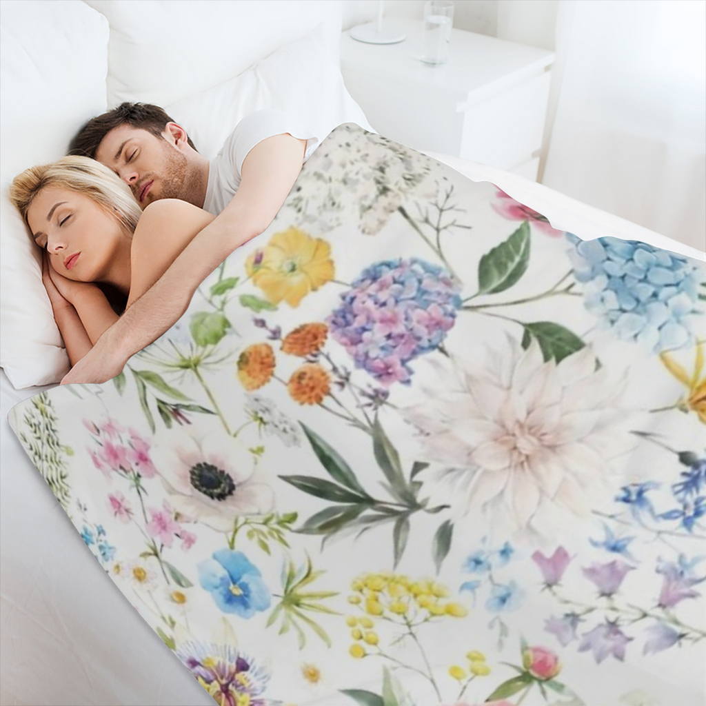 1pc Ultra- Cozy Super- Soft Floral Throw Blanket - Year- Round Comfort Companion for Sofa, Bed & Office, Perfect Home Decor & Gift for Girls & Adults