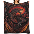 1pc Dragon Pattern Print Blanket, Flannel Blanket, Soft Warm Throw Blanket Multi- purpose Blanket For Couch Sofa Bed Office Camping Travelling