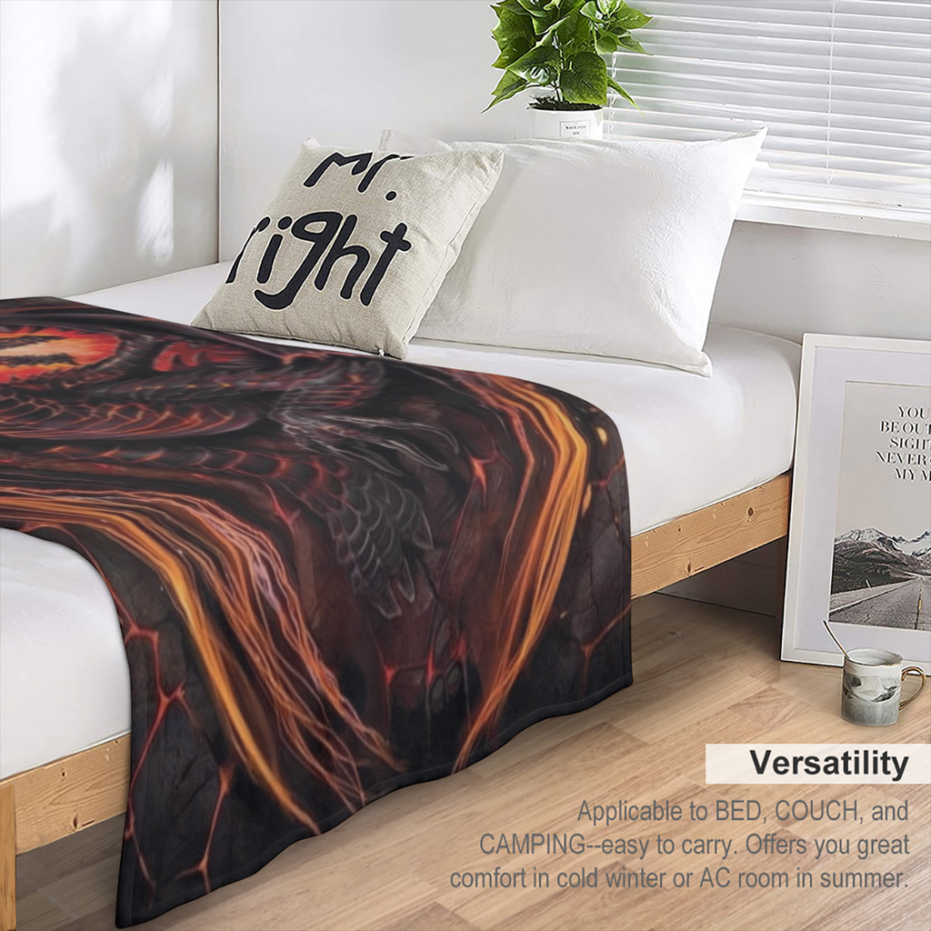 1pc Dragon Pattern Print Blanket, Flannel Blanket, Soft Warm Throw Blanket Multi- purpose Blanket For Couch Sofa Bed Office Camping Travelling