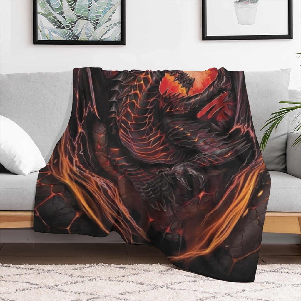 1pc Dragon Pattern Print Blanket, Flannel Blanket, Soft Warm Throw Blanket Multi- purpose Blanket For Couch Sofa Bed Office Camping Travelling