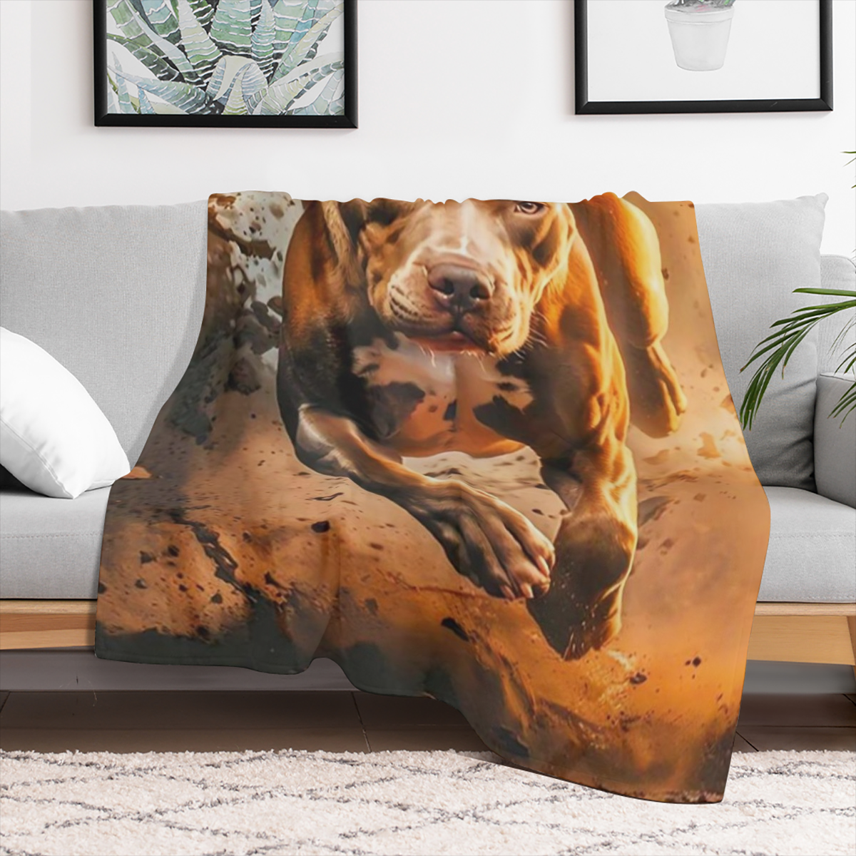 A stunning Bulldog print blanket soft, warm and durable for all seasons - perfect for home, office or camping