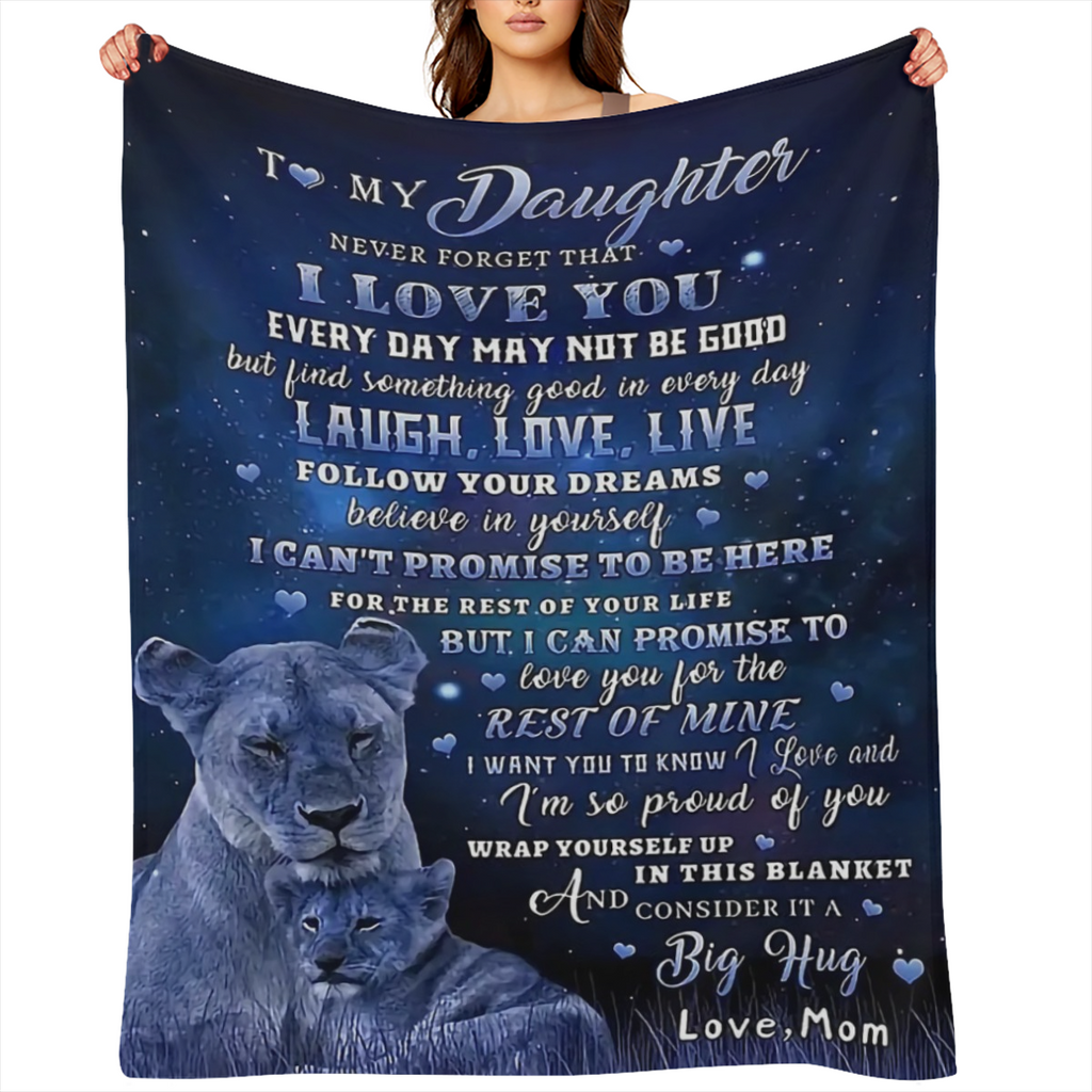 1pc Letter From Mom To Daughter Blanket, Contemporary Style, Outdoor Blanket, Travel Camping Blanket, Soft Comfort Blanket, Travel Sofa Bed, Office Home Decor, Birthday Blanket, Boys, Girls, Adults, A