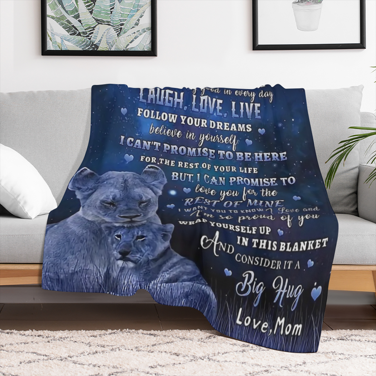 1pc Letter From Mom To Daughter Blanket, Contemporary Style, Outdoor Blanket, Travel Camping Blanket, Soft Comfort Blanket, Travel Sofa Bed, Office Home Decor, Birthday Blanket, Boys, Girls, Adults, A