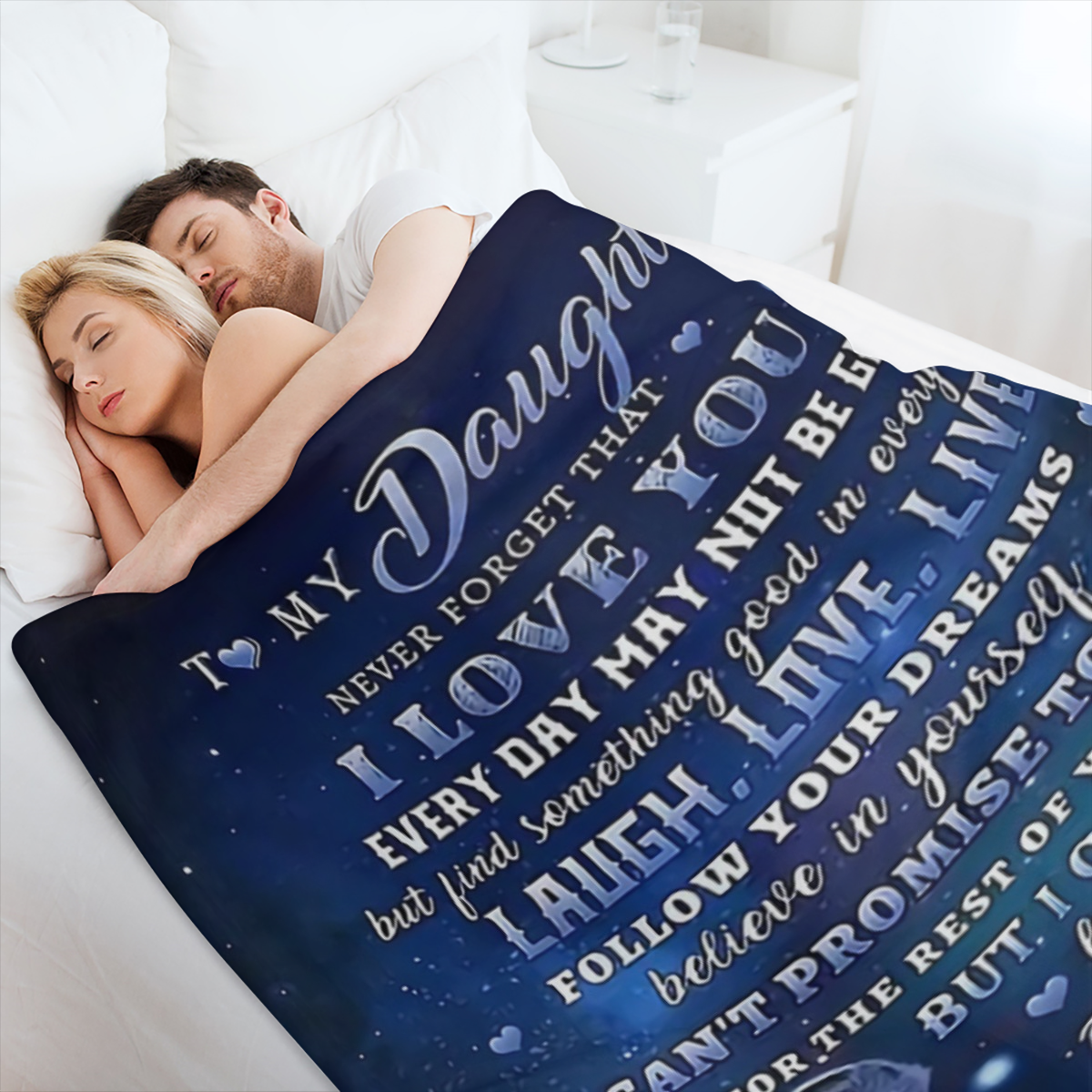 1pc Letter From Mom To Daughter Blanket, Contemporary Style, Outdoor Blanket, Travel Camping Blanket, Soft Comfort Blanket, Travel Sofa Bed, Office Home Decor, Birthday Blanket, Boys, Girls, Adults, A
