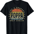 Men's & Women's Vintage "Like a Grandpa Only Cooler" T-Shirt - 100% Cotton Retro 70s/80s Inspired Poppa Graphic Tee with Sunset & Stars, Loose Fit Short Sleeve Casual Shirt, Cool Grandpa Gift Idea (Black)