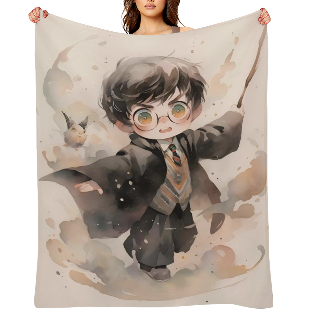 1pc Anime Cartoon Magician Pattern Digital Print Blanket Soft and Warm Blanket for Autumn and Winter Nap Blanket for Home Bedroom School Dormitory Office Lunch Break Outdoor Camping Multi-purpose All-